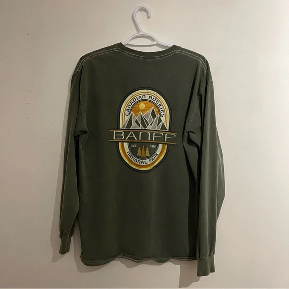 Banff Olive Long Sleeve Men's Tee - Picture 6 of 6